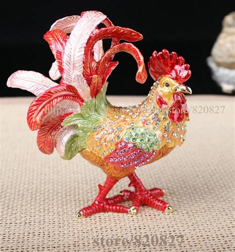 Rooster Chicken Jewelry Trinket Box Decorative 